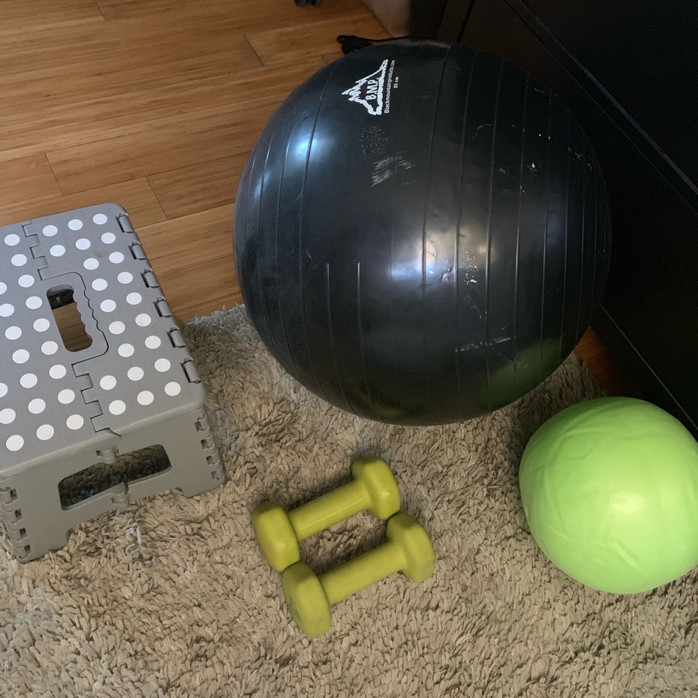 Fitness Bundle! 5lbs Dumbell Stepper Exercise Ball